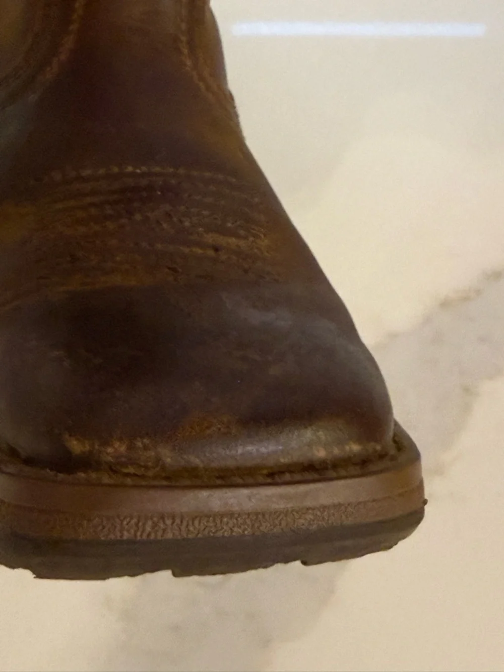 Ariat Brown Leather Western Pull-On Work Boot Kids size 9